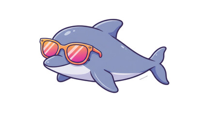 Obraz premium Playful Pixel Art Dolphin Wearing Sunglasses