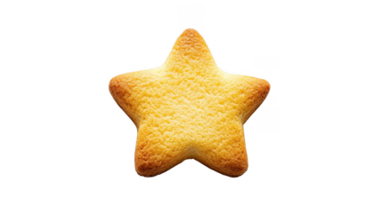 A golden star-shaped cookie is showcased on a plain background, emphasizing its fresh look and texture