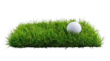A golf ball sits on trimmed grass, perfect for teeing off on a sunny day