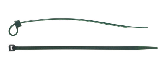 Flexible self locking plastic zip tie, strap isolated on white background, clipping	