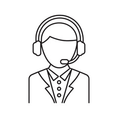 Call Center Operator Icon. Customer Service Representative with Headset. Outline Vector for Support, Helpdesk, and Telemarketing