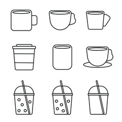 coffee cup icons set