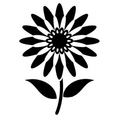 Elegant black and white daisy illustration with bold petals and leaves