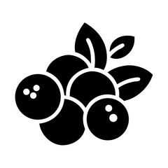 Stylized Illustration of Berries with Leaves, Isolated on White Background