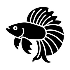 Silhouette of a Siamese Fighting Fish with Elegant Fins and Tail