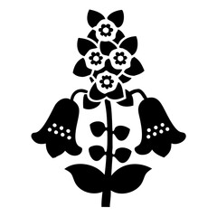 Stylized black and white Foxglove illustration with a minimalistic aesthetic design