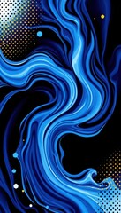 Abstract swirling blue paint texture with comic book style halftone dots, artwork, paint
