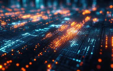 Fototapeta premium A vibrant digital backdrop featuring a swirling pattern of light, evoking the concept of high-speed data transmission and advanced technology