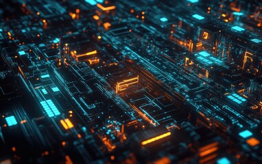 Obraz premium Bangkok's cityscape reveals a stunning nighttime urban skyline with brilliant lights from skyscrapers and traffic weaving through the streets below