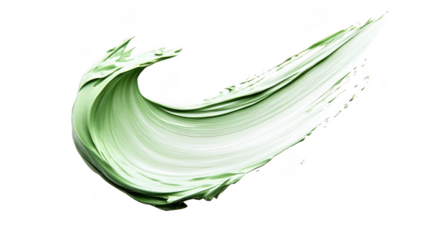A smooth green brush stroke flows dynamically across a white background, illustrating artistic creativity and movement - Powered by Adobe