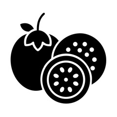 Solid icon illustration of passion fruit with different cut styles