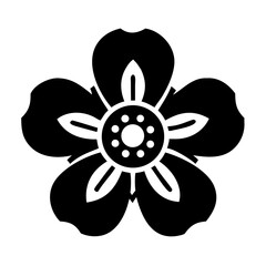 Simple Black Flower with Eight Petals and a Round Center Design