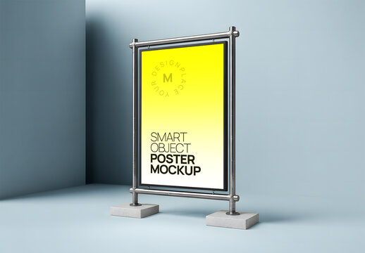 Freestanding Poster Mockup with Metal Frame