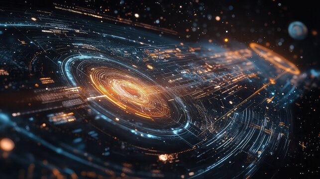 Interstellar communications hub UI coordinating interplanetary relay satellites via deep-space network map