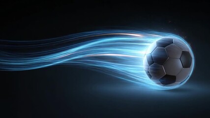 Soccer ball in motion with light trails - Powered by Adobe