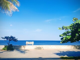 tropical beach with palm trees and beach view