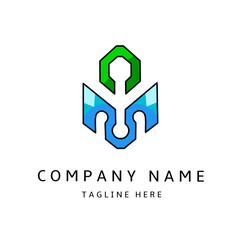 Modern Abstract Tech Logo – Blue and Green Vector Symbol