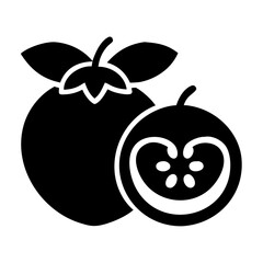 Silhouette of a Whole Tomato and a Slice displaying Seeds and Interior