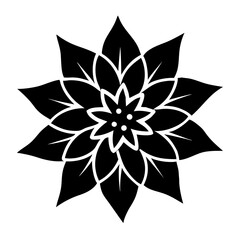 Striking Poinsettia Flower Silhouette in Black and White Elegant Floral Design