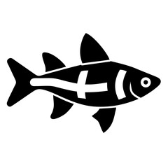 Black and white image of a Tetra fish with an interesting design