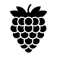 Stylized graphic representation of a blackberry with leaves and stem in black © MdShahariar