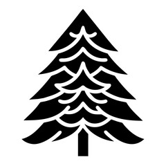 Stylized Simple Black Silhouette of a Pine or Fir Evergreen Tree