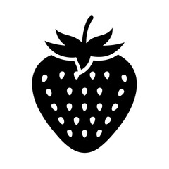A simple yet bold graphic of a strawberry in black and white