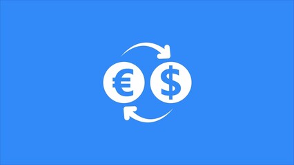 Money exchange icon, Euro to dollar conversion symbol illustration background.