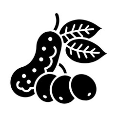Icon Illustration of a Branch with a Cucumber and Some Berries