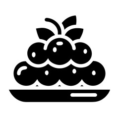 Delicious blueberries with stem and leaves presented on a white plate