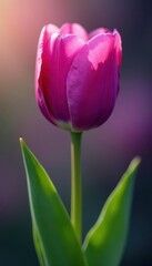 Fototapeta premium A charming, vibrant purple tulip in full bloom , springtime, nature, garden