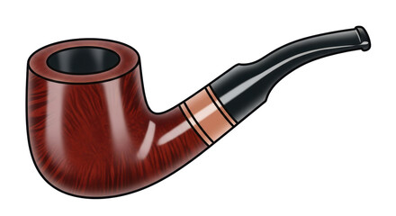 Isolated Classic Tobacco Pipe with Wooden Finish