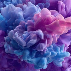 Vibrant swirling cloud of purple blue and pink ink