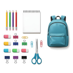 Obraz premium school supplies flat lay on white background