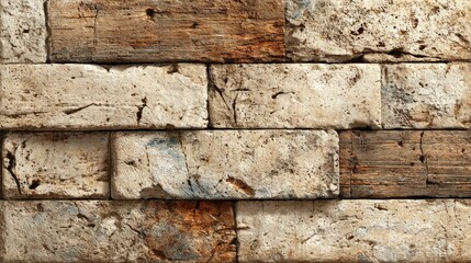 Rustic beige and brown brick wall texture