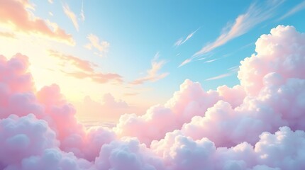 Clouds and sun rays in a bright blue sky