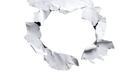 High quality photo of torn paper ring isolated on transparent background.
