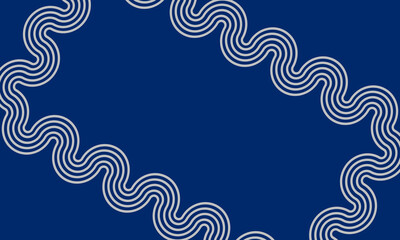 Minimalist abstract pattern with wavy lines forming a decorative frame on a dark blue background, ideal for modern designs and backgrounds