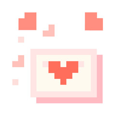 Obraz premium Pixel Art Love Letter with Floating Hearts 