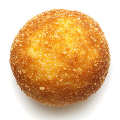 Golden, Crispy Fried Dough Ball Isolated on White Background