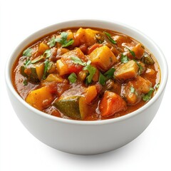 A rich beef stew with carrots and potatoes in a bowl is a hearty and delicious meal