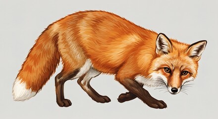 Watercolor Illustration of a Red Fox on a White Background