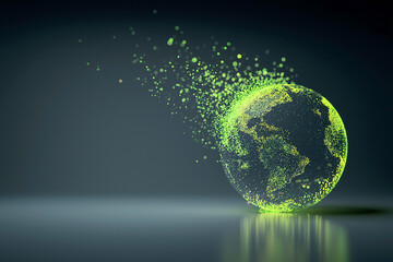 Glowing Digital Earth Sphere Shaped by Connection, Innovation and Future Technology

