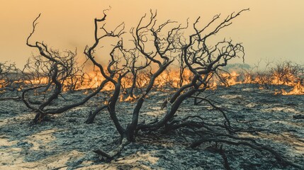 Burned Landscape: Chaparral After Wildfire