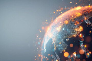 Glowing Digital Earth Sphere Shaped by Connection, Innovation and Future Technology


