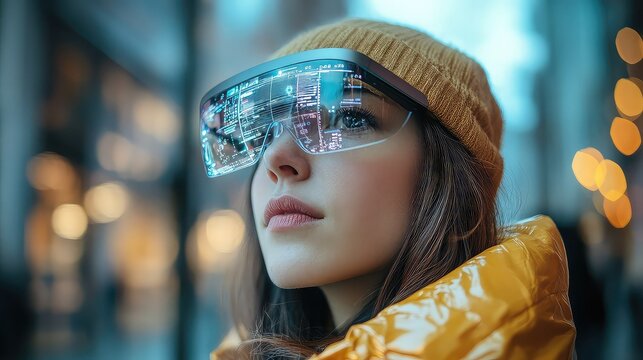 Personalized AI travel assistant on smart glasses projecting navigation, voice interaction, live updates, and trip personalization overlays in real time