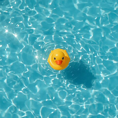 Yellow Rubber Duck in Blue Water