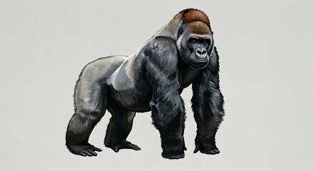 Watercolor Illustration of a Western Lowland Gorilla