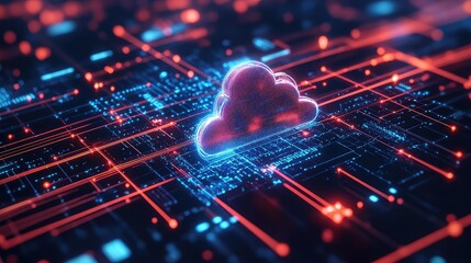 Platform-as-a-Service (PaaS) architecture concept showing abstract cloud layers, deployment pipelines, and automated scaling across tech components