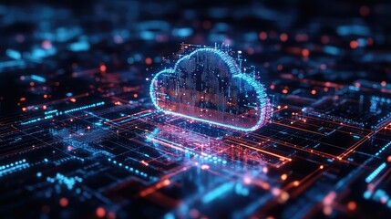 Platform-as-a-Service (PaaS) architecture concept showing abstract cloud layers, deployment pipelines, and automated scaling across tech components